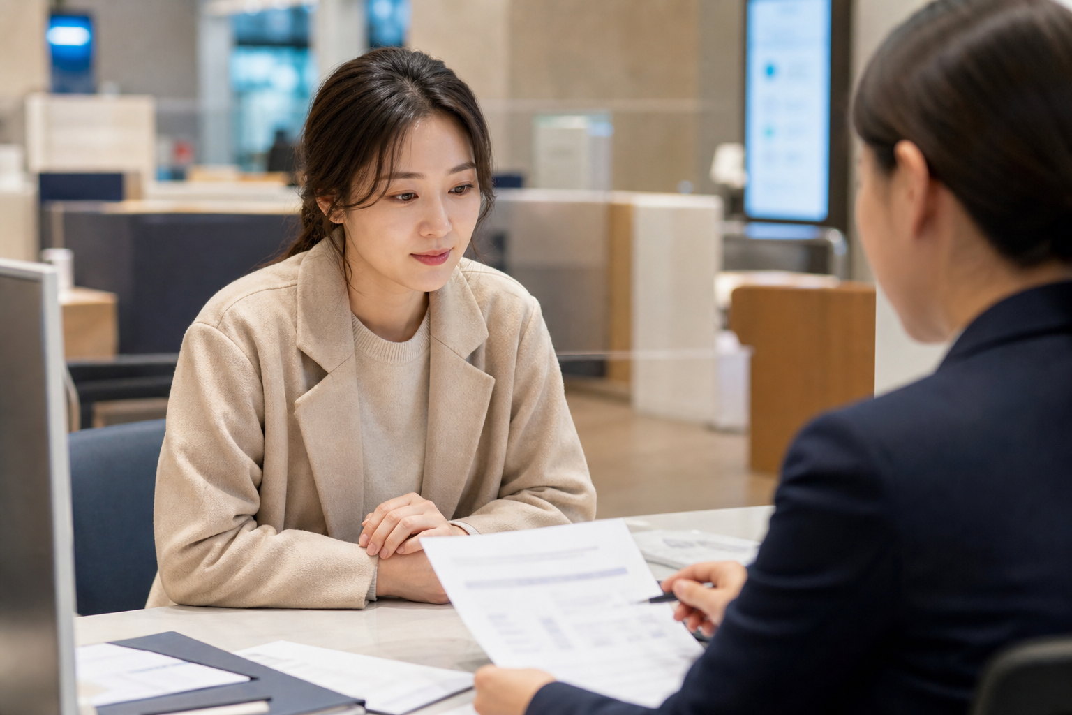 세무 서류와 매출 자료를 검토하는 장면